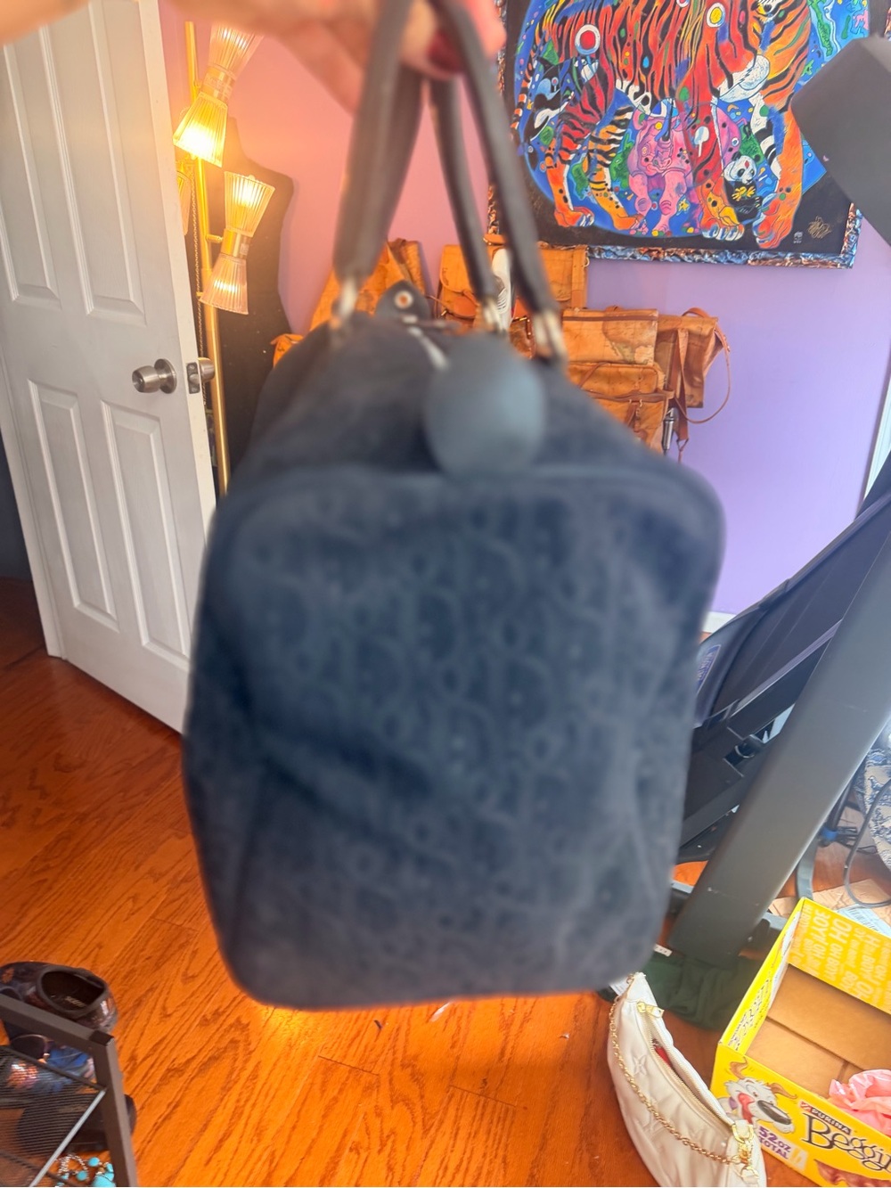 Christian Dior Navy Suede and leather Bellisma Boston Bag - Picture 3 of 8